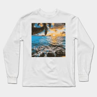 Sunset Beach and Trees I Landscape Calm Love Long Sleeve T-Shirt